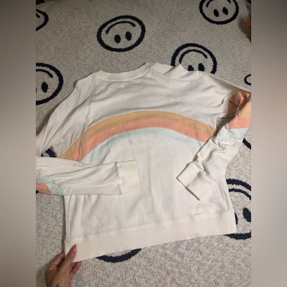 Faherty Women's Cream Sweatshirt with Rainbow Stripes - Picture 4 of 10